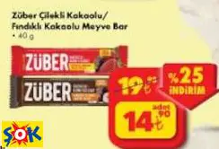 ZÜBER ÇİLEKLİ KAKAOLU / FINDIKLI KAKAOLU MEYVE BAR 40G ZÜBER ÇİLEKLİ KAKAOLU / FINDIKLI KAKAOLU MEYVE BAR 40G